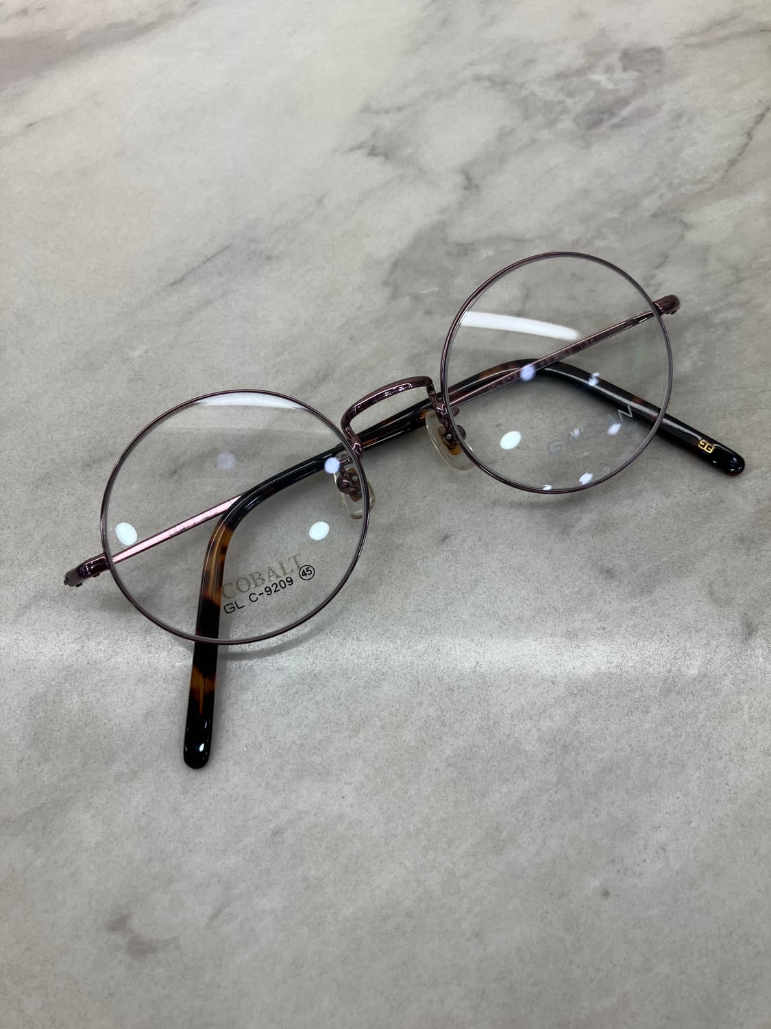 B38 갤랑 GALLAN 유광 퍼플 라운드 메탈테 안경 상품이미지1