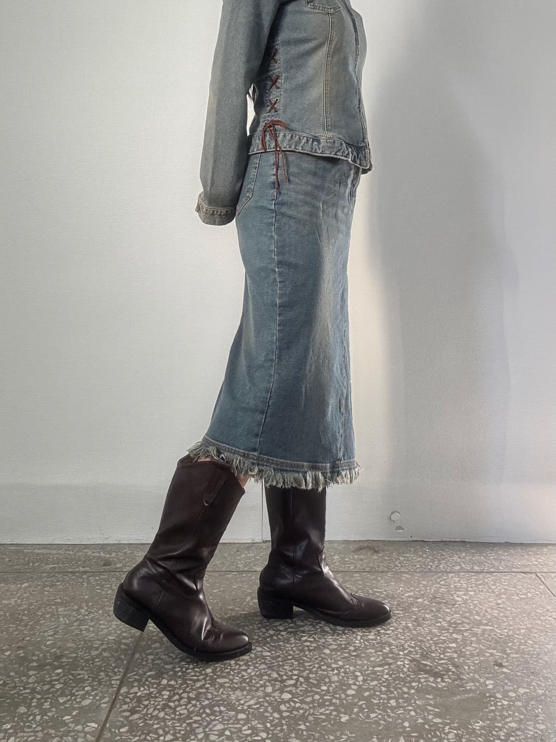 머메이드 데님 롱 스커트 상품이미지2