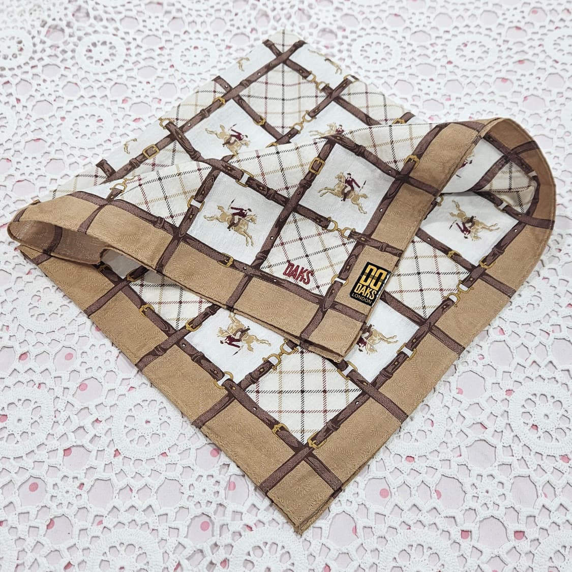 닥스(DAKS) 런던 승마 체크 손수건 새상품 상품이미지6