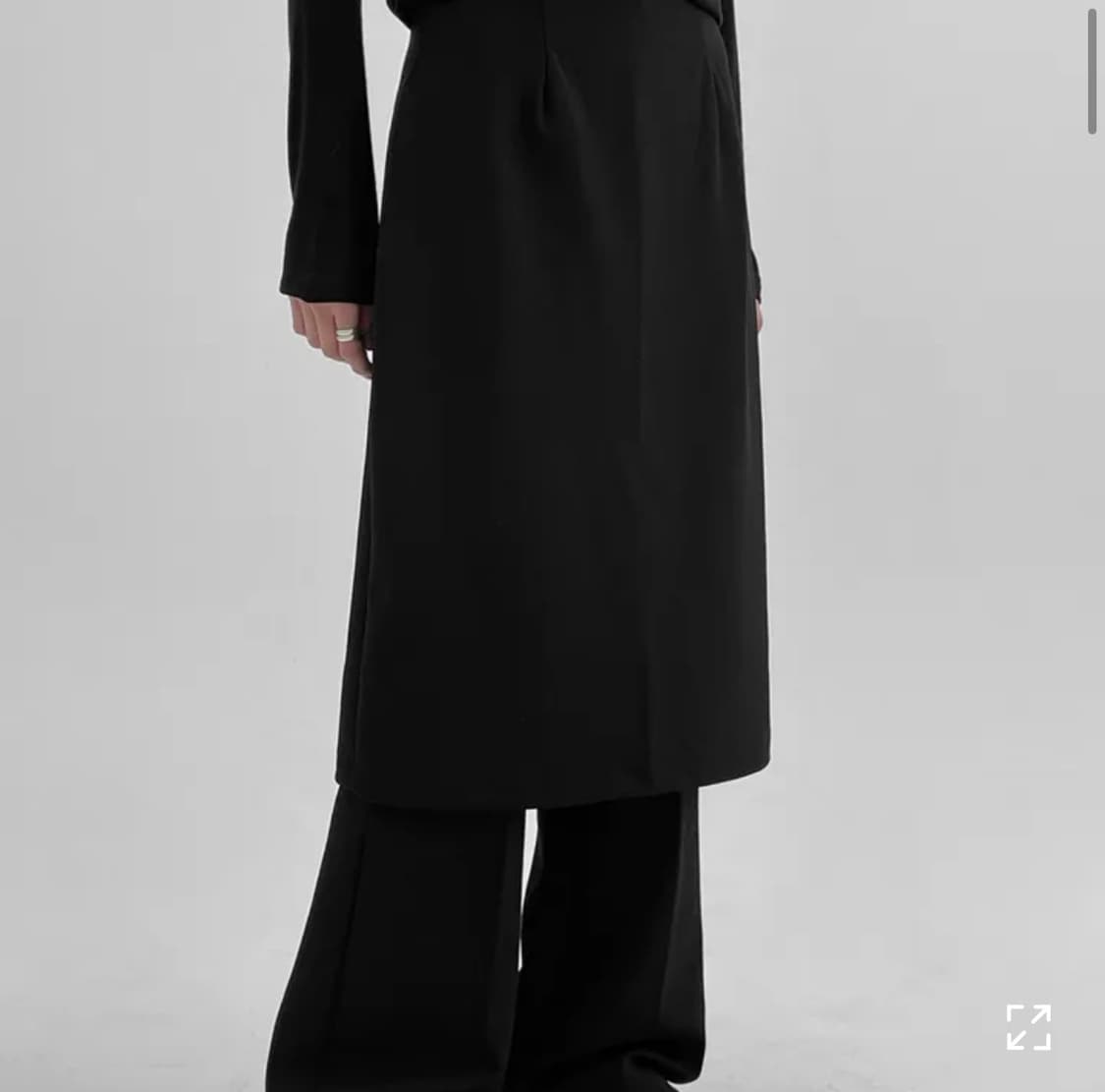 블랙업 스파핑 기모 부츠컷 롱 레이어드 스커트팬츠 상품이미지2