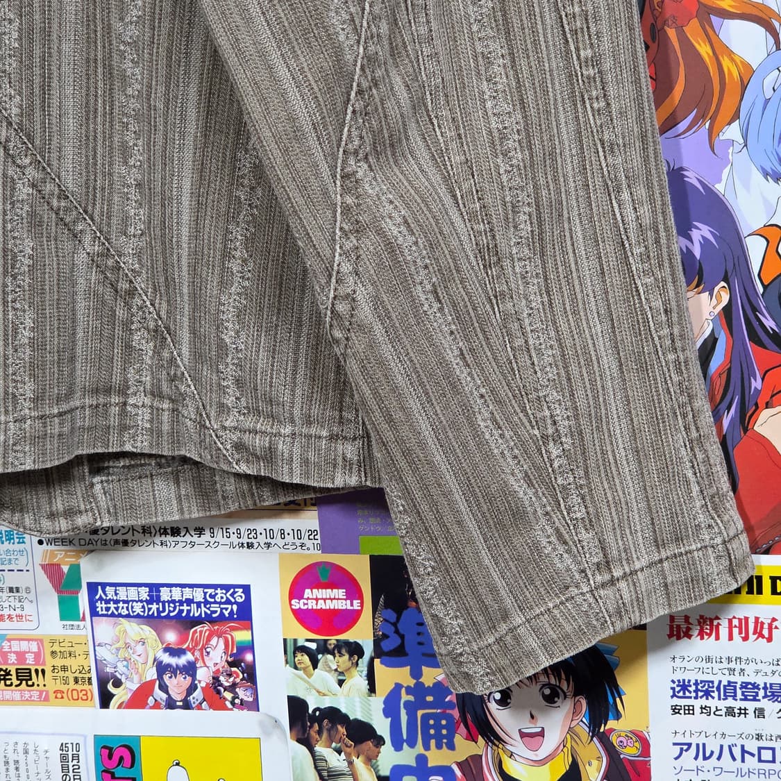 JPN 스트라이프 원버튼 브라운 코튼 블레이저 자켓 상품이미지8