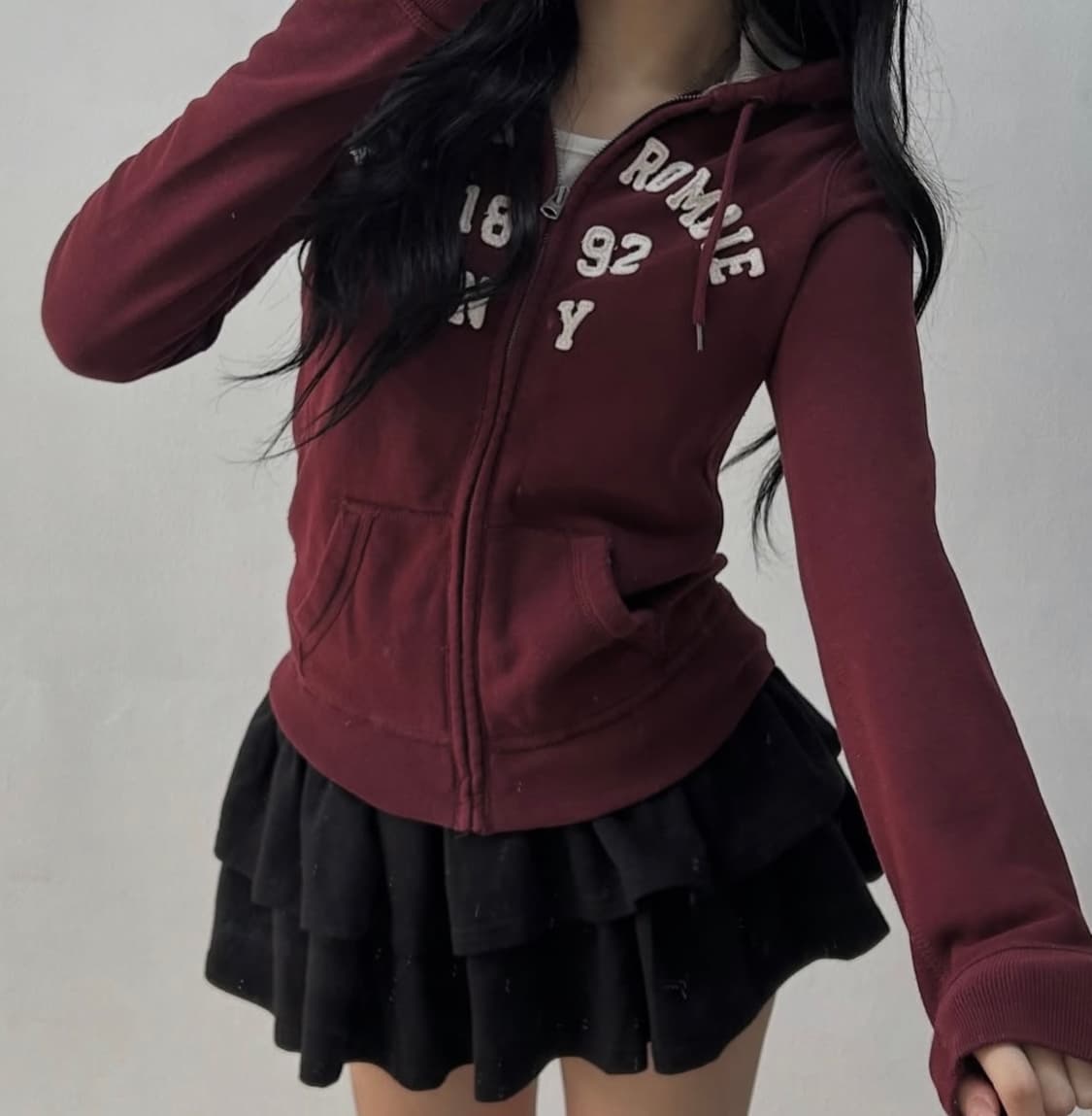 아베크롬비 대장 희귀 버건디 딱붙 후드집업 s 상품이미지1