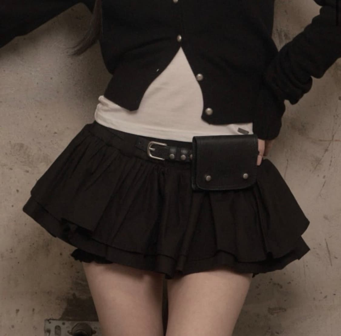 새상품/ 카키포인트 캉캉 스커트 상품이미지1