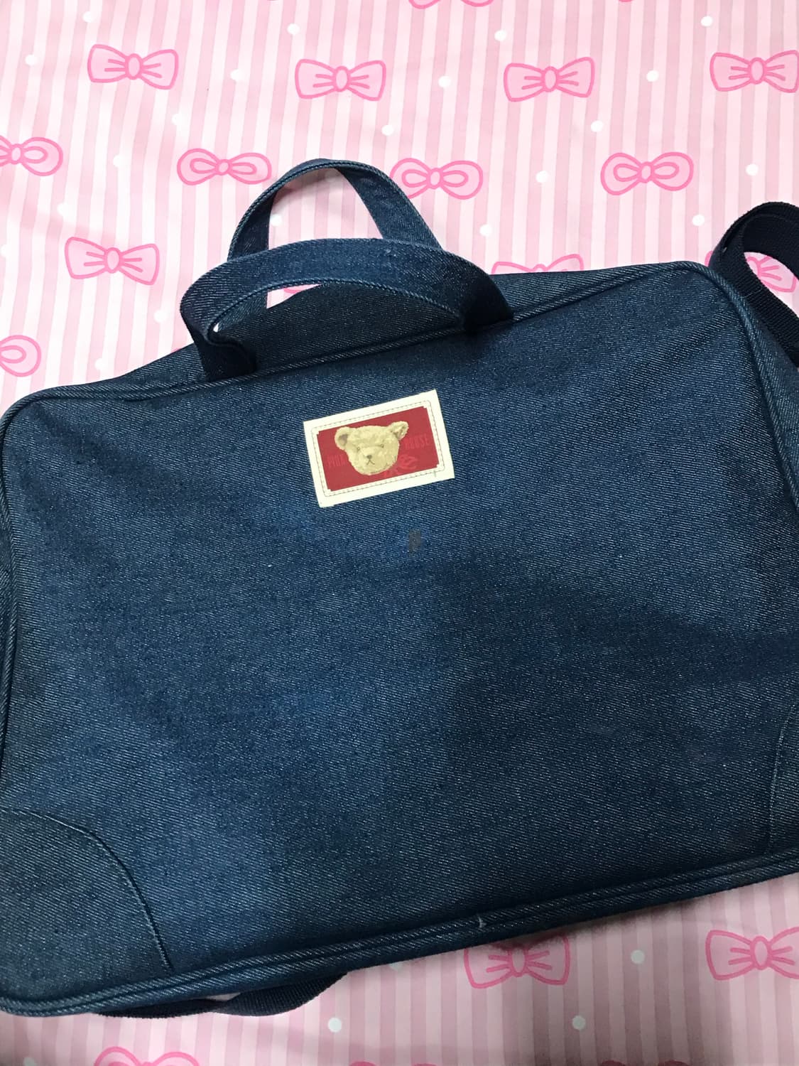 핑크하우스 데님 곰돌이 보스턴백 상품이미지5