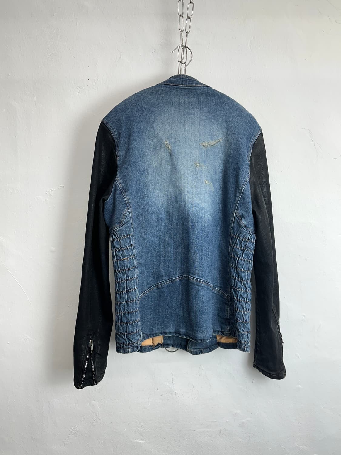Glamb Waxed Sleeve Denim Rider Jacket 상품이미지10