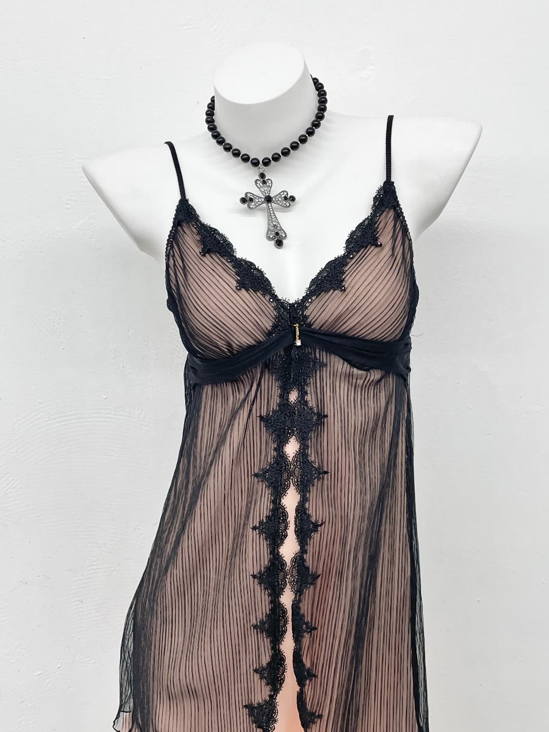 블랙 핑크 레이어드 슬립 상품이미지2