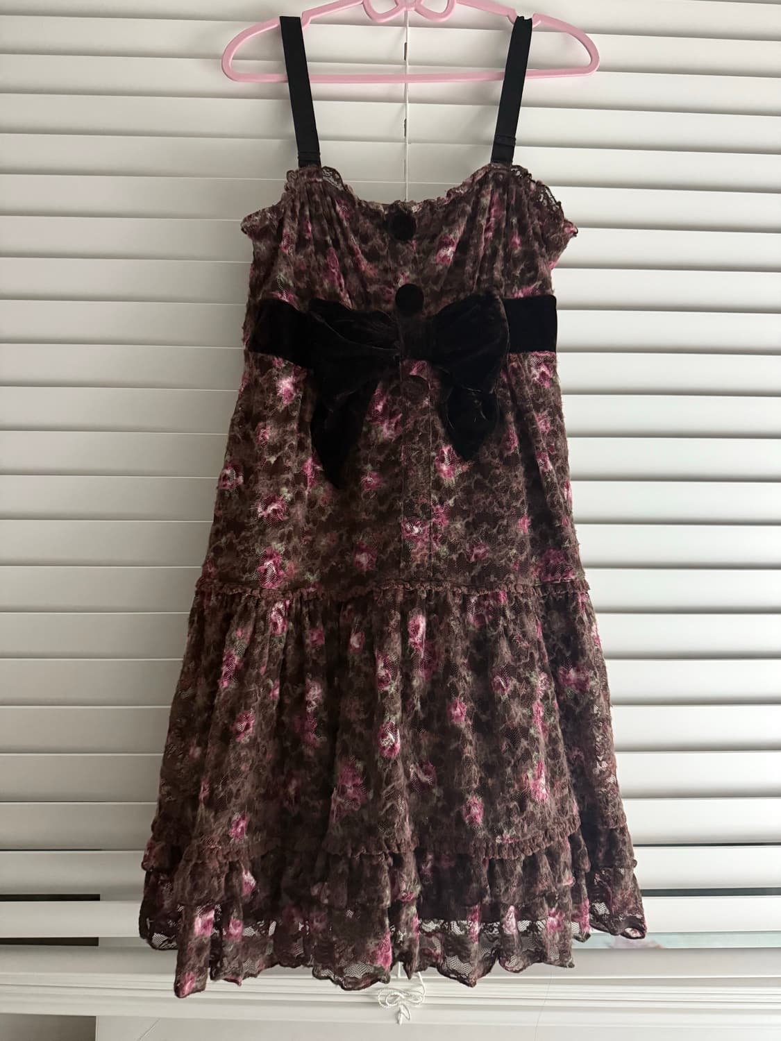 리즈리사 초코 플로럴 리본 레이스 원피스 큐롯 히메갸루 라떼갸루 플라워 상품이미지2