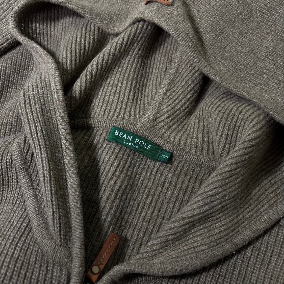 우먼M-L 빈폴 레이디스 카키 니트 후드집업 상품이미지4