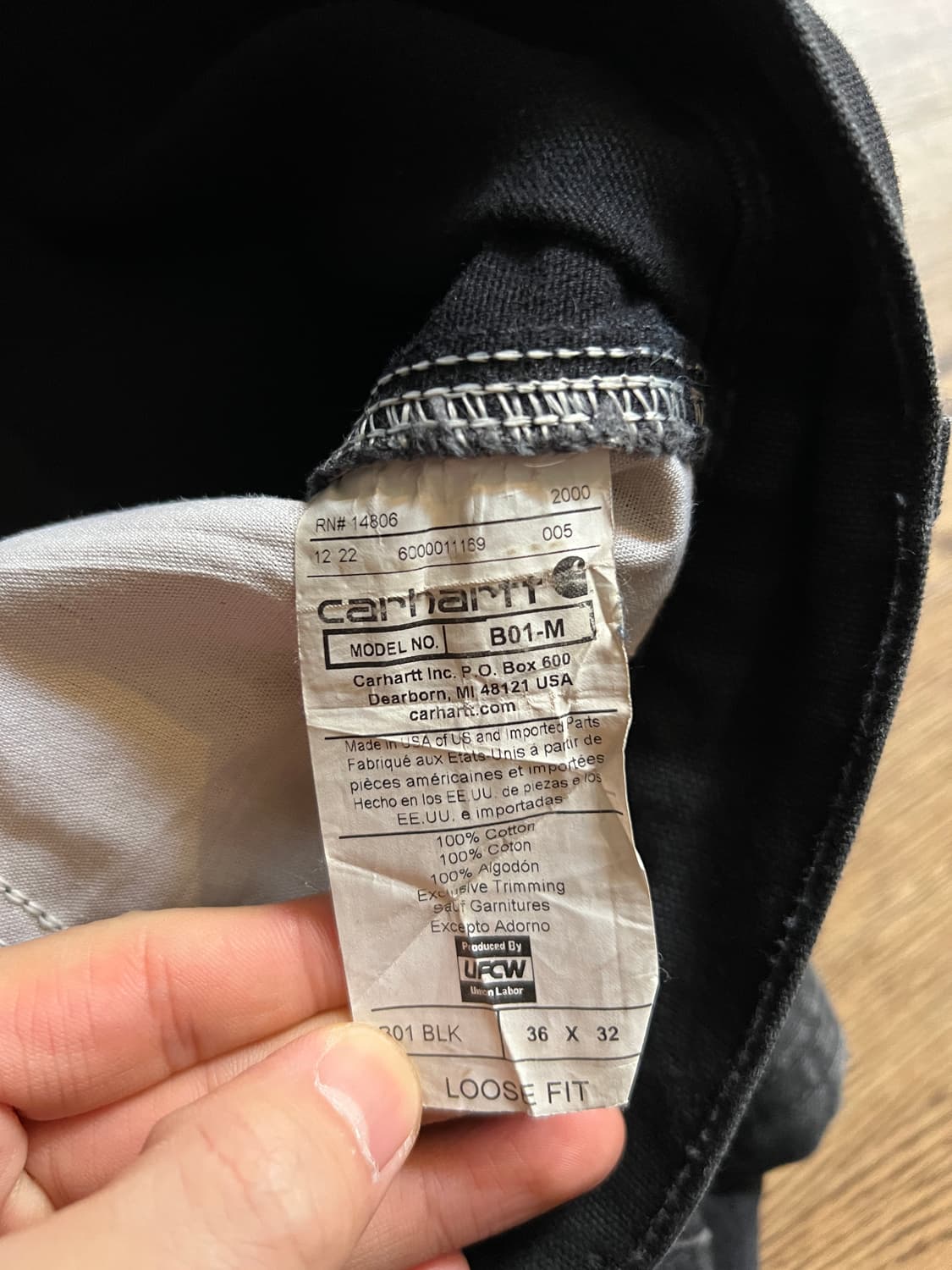 [36]칼하트 Made in USA 빈티지 데미지 블랙 더블니 워크 팬츠 상품이미지9