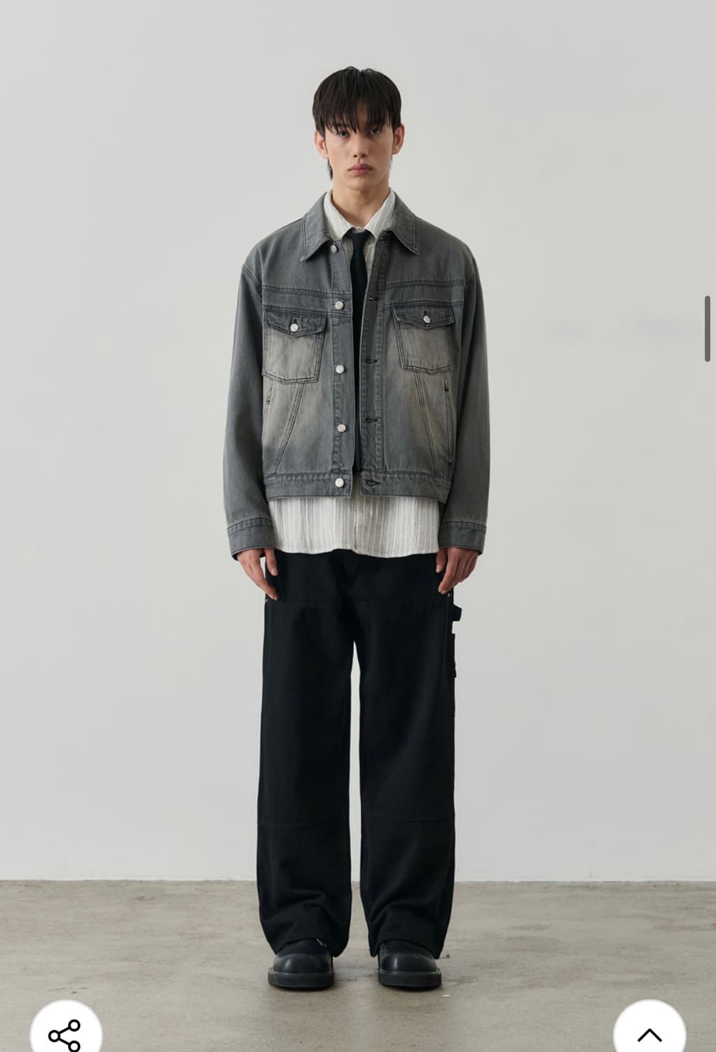 (L) 알리스 오블리크 브러쉬드 워싱 데님 자켓 [빈티지그레이] 상품이미지6