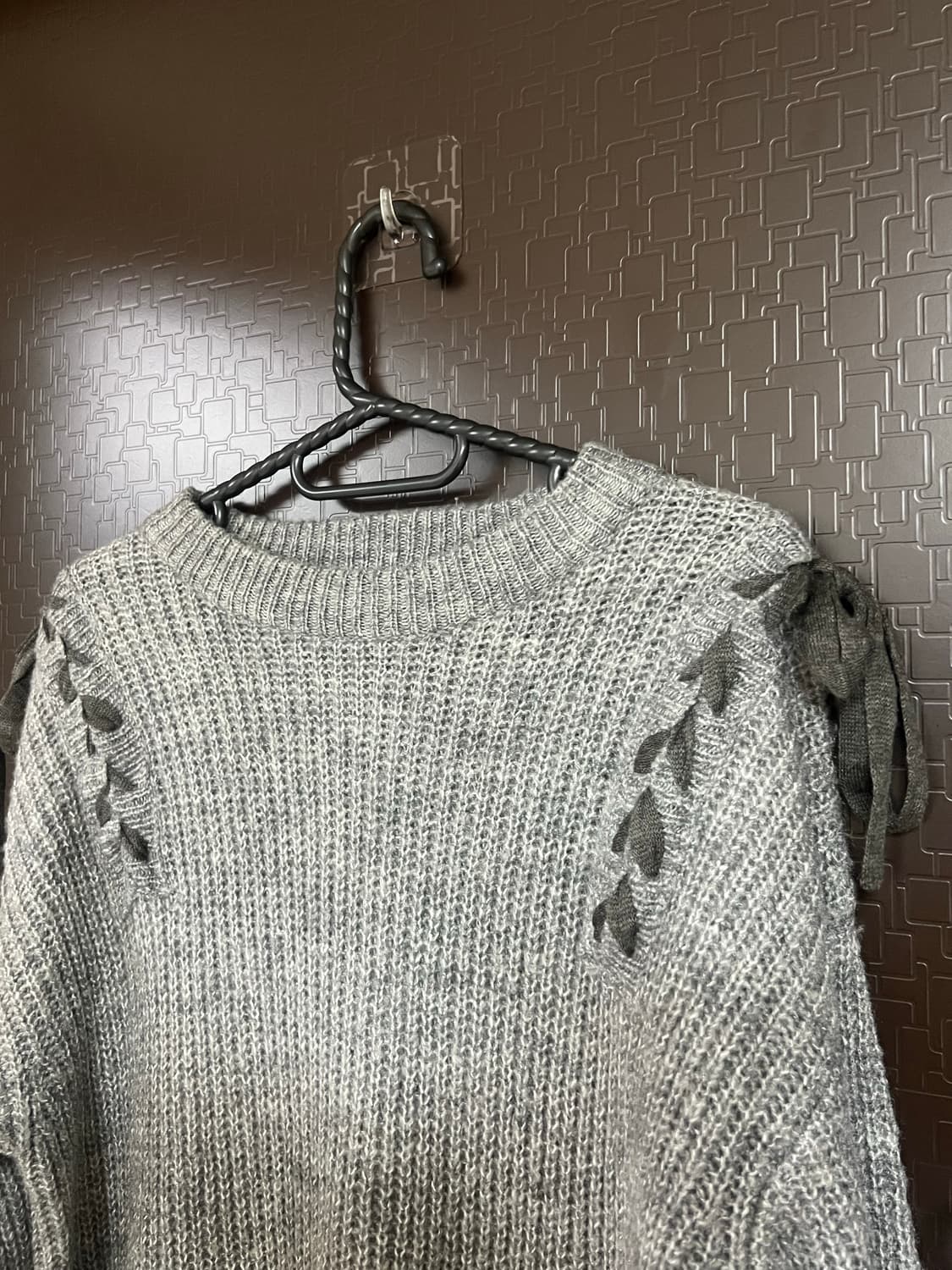 빈티지 아일렛 디테일 회색 니트원피스 L 상품이미지1