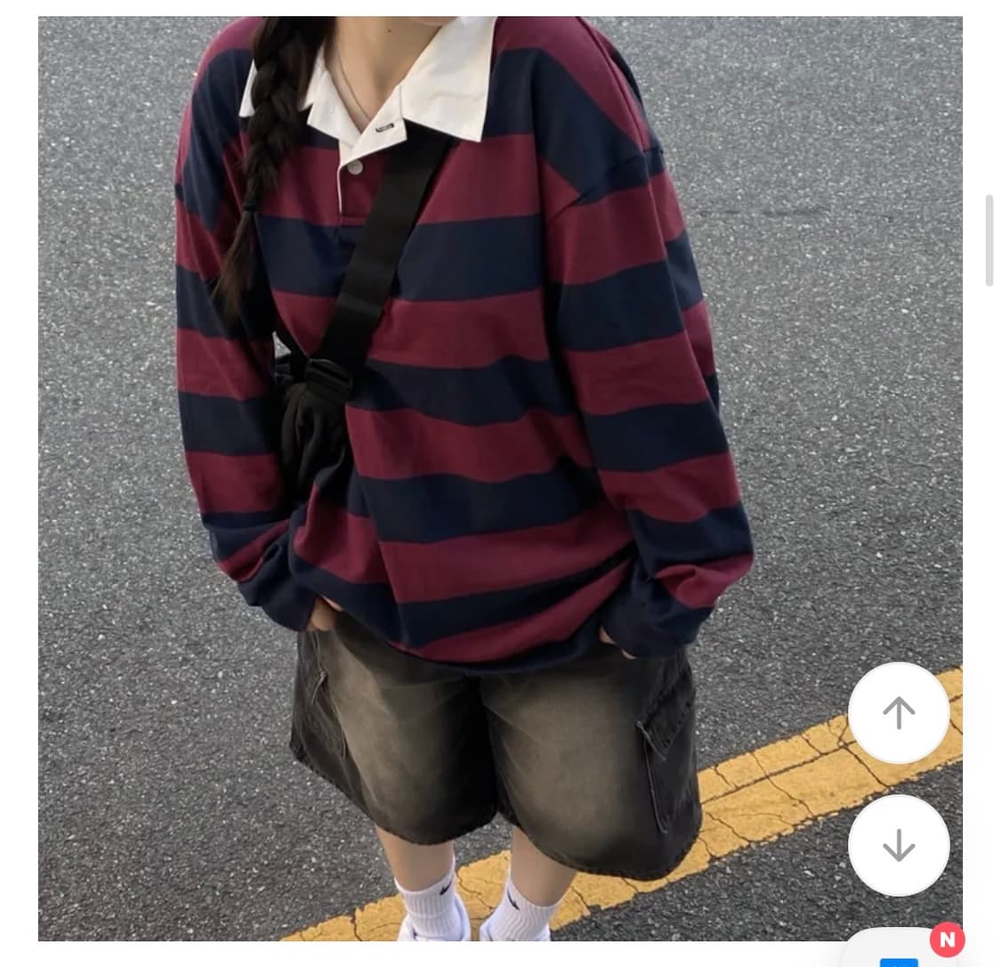 에이블리 남여공용 올드스쿨 스트라이프 카라 티셔츠 (새상품) 상품이미지3