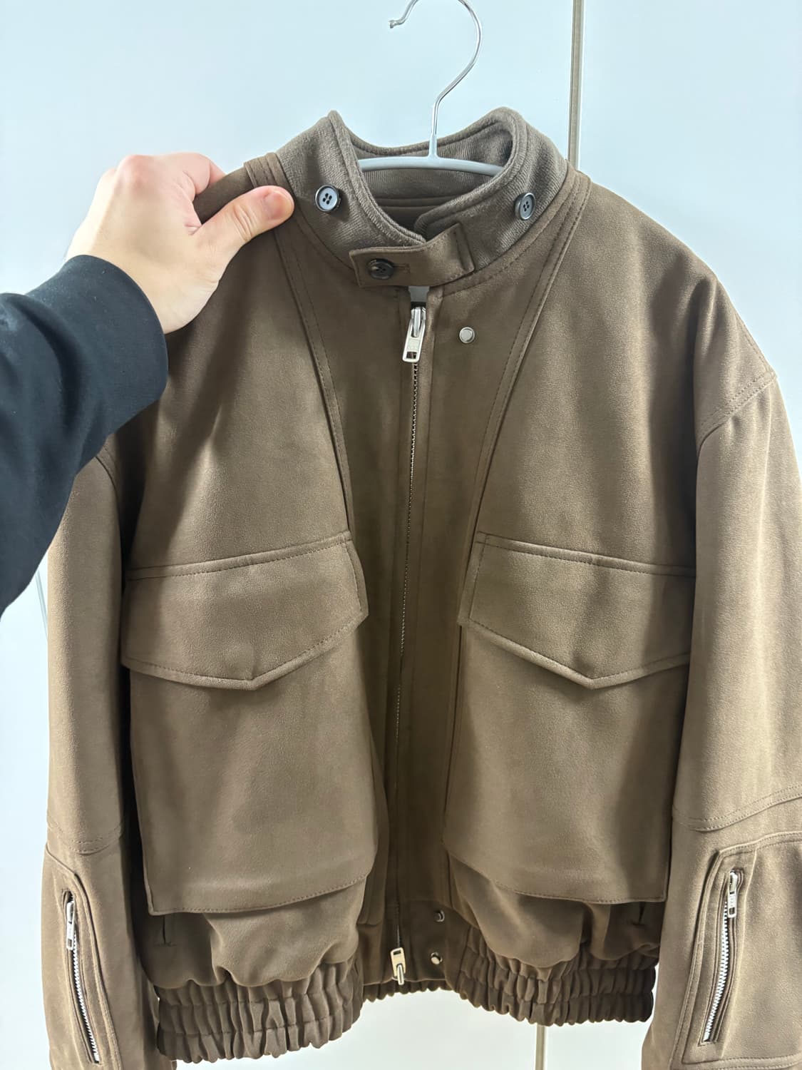 알렌느 3D 포우 스웨이드 봄버 자켓 브라운 1사이즈 상품이미지2