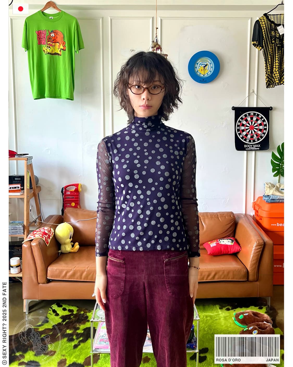 90-00s Rosa d'oro Japan Dot Long-Sleeve 상품이미지1