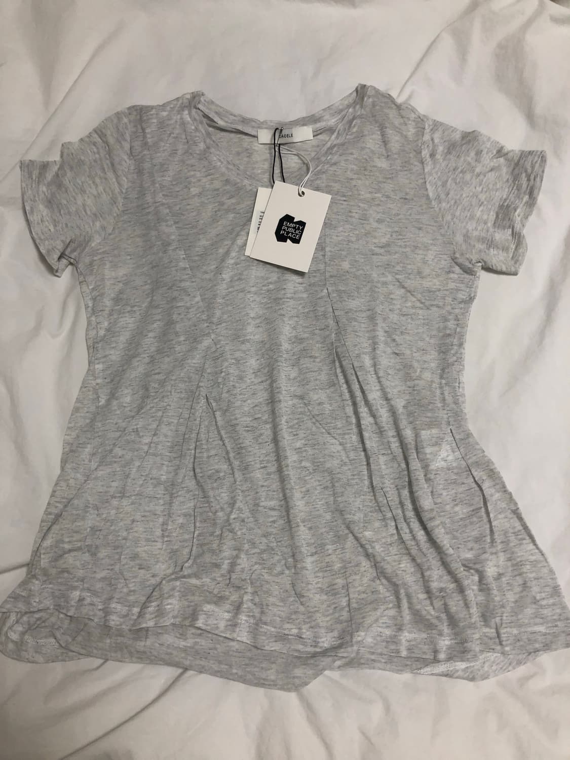 [새상품] 카셀 텐셀 플리츠 티셔츠 멜란지그레이 상품이미지1