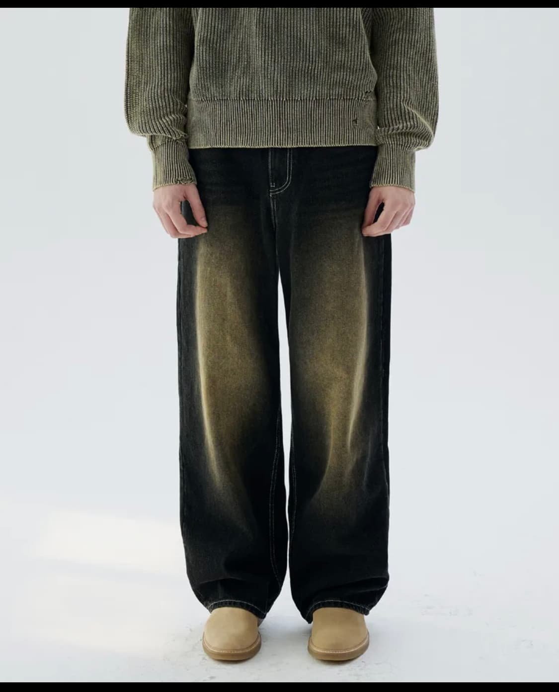 트릴리온 워싱 와이드 데님 옐로우블랙 S 상품이미지1