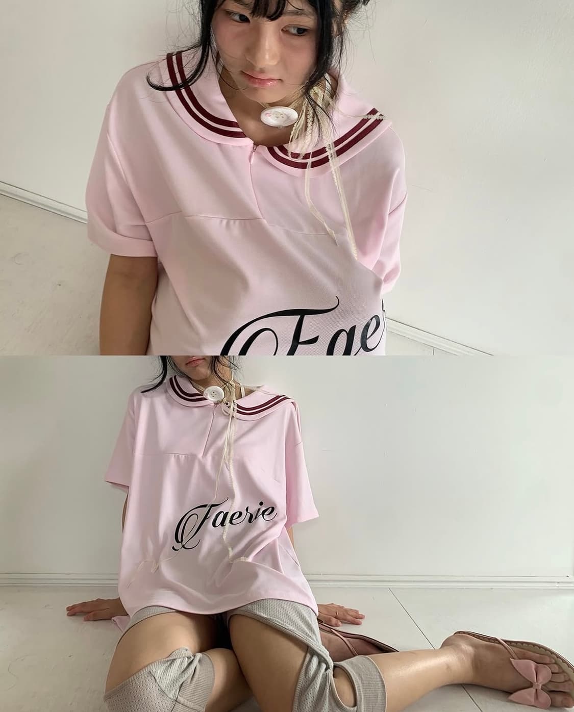 샵 페어리 메쉬 루즈 탑 핑크 상품이미지1