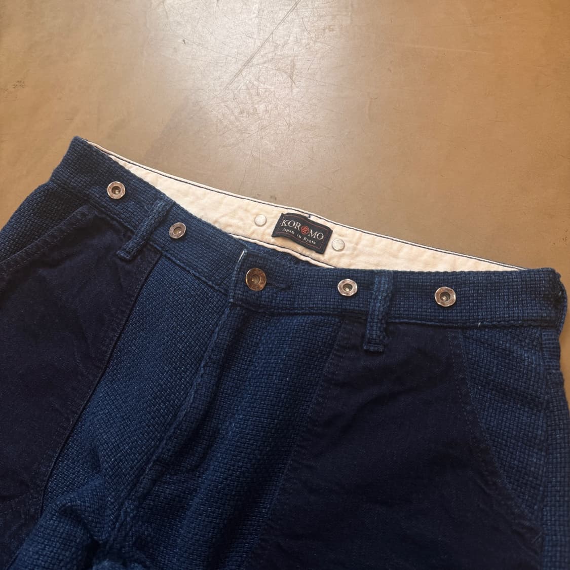 Koromo Kyoto 일본 인디고 풀 더블니 카펜터 사시코 팬츠 상품이미지3