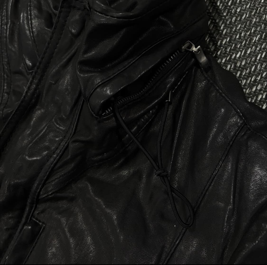 램스킨 슬림핏 히든후드 자켓 블랙 상품이미지4