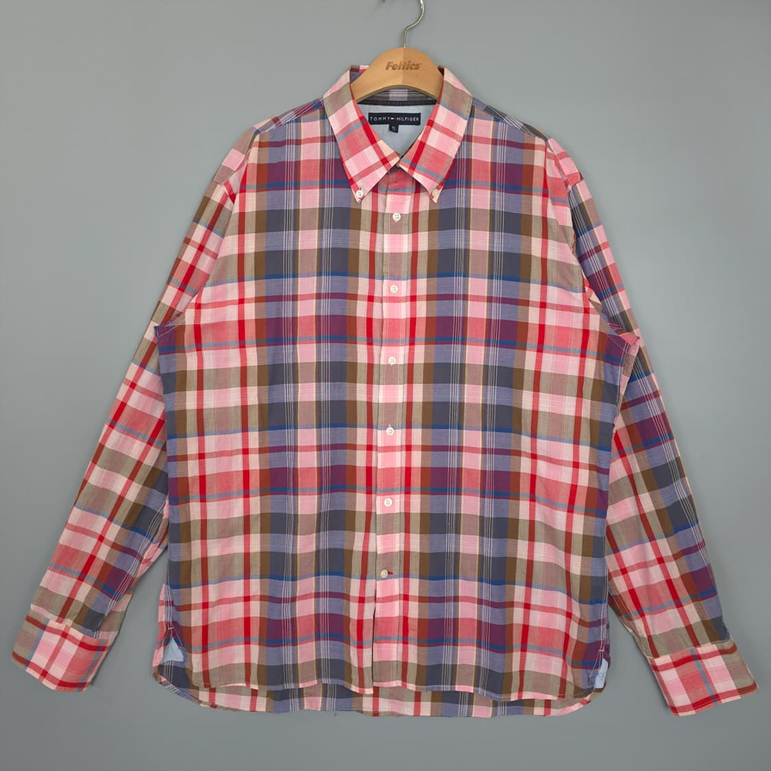 남성용 타미힐피거 Tommy Hilfiger 체크 긴팔셔츠 XL 상품이미지1