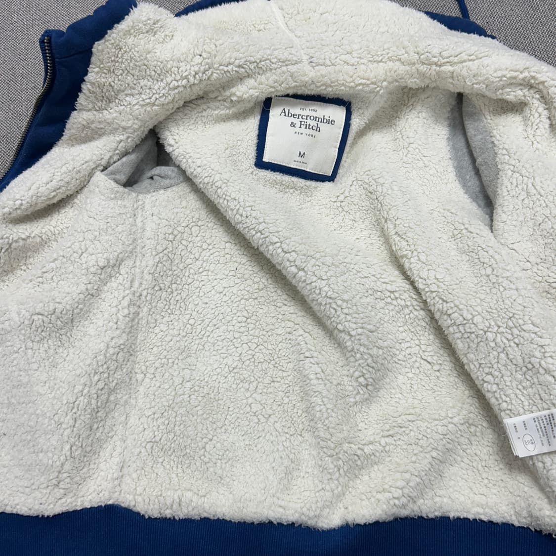 아베크롬비 블루 양털 후드집업(M) 상품이미지4