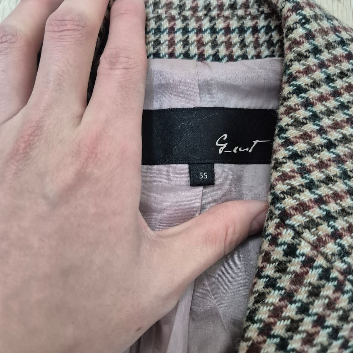 지컷 여성 모직 체크 더블 코트 (55) 상품이미지4