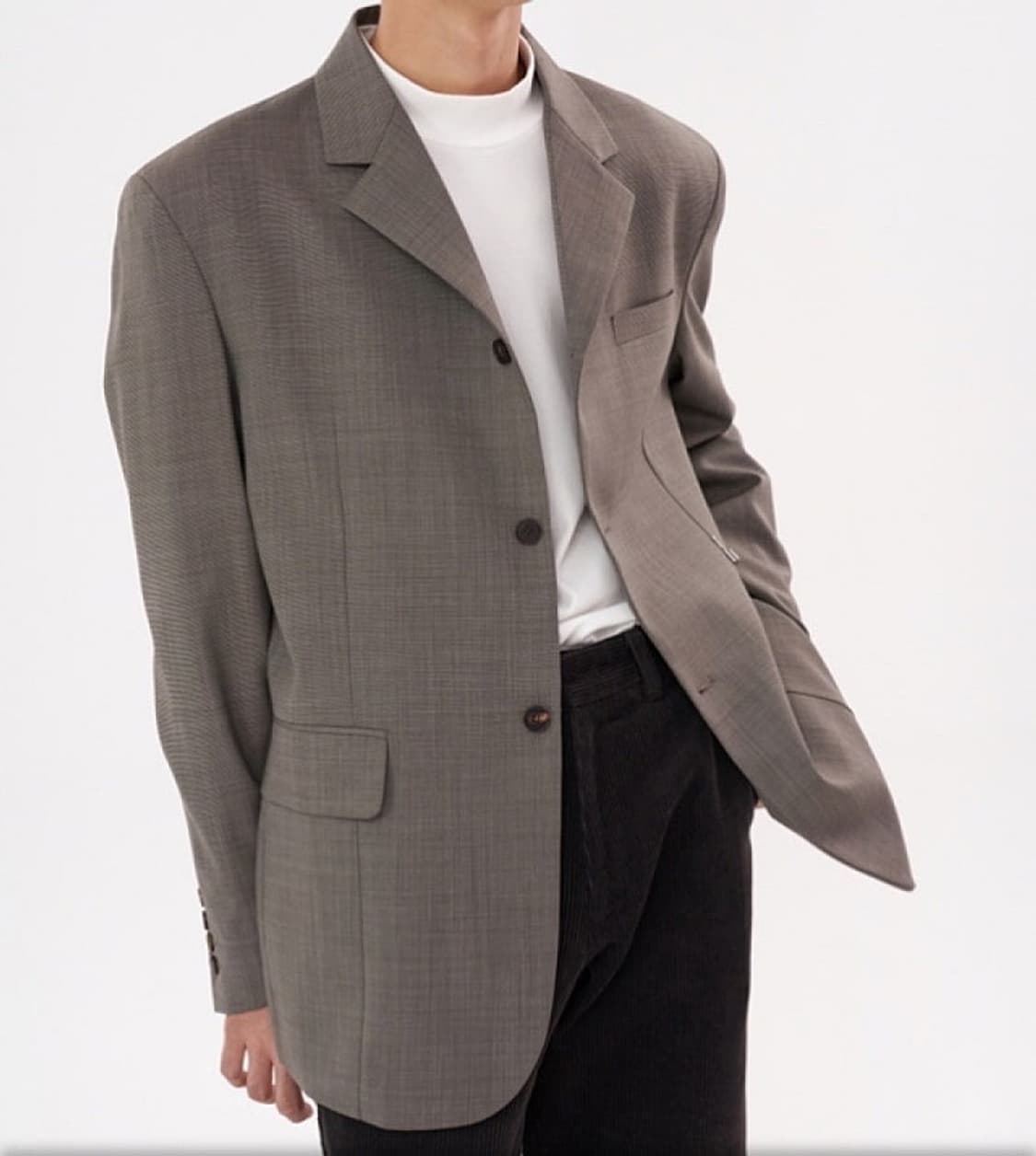 [M] STU 3버튼 블레이저 그레이 브라운 상품이미지1