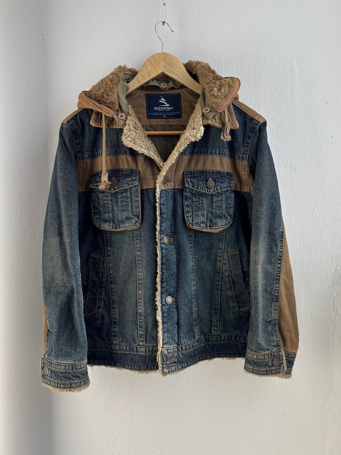 Vintage Denim Sherpa Hood Jacket 상품이미지1