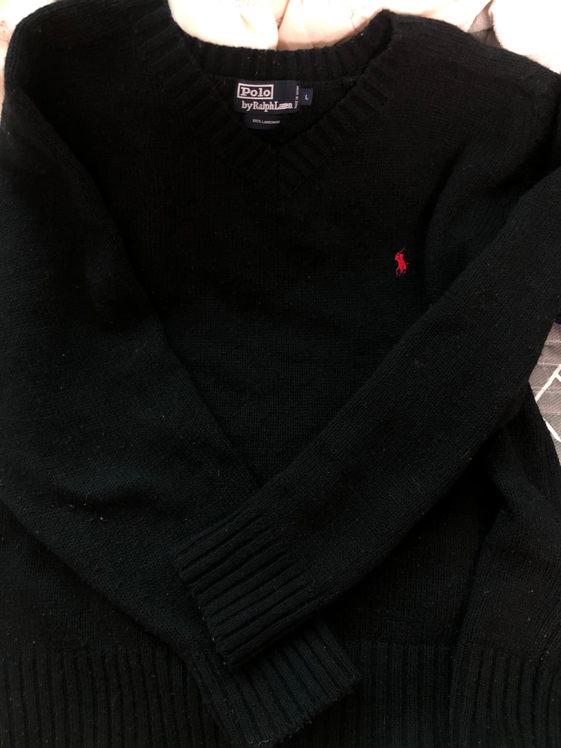 폴로 랄프로렌 블랙 브이넥 니트 L 상품이미지1