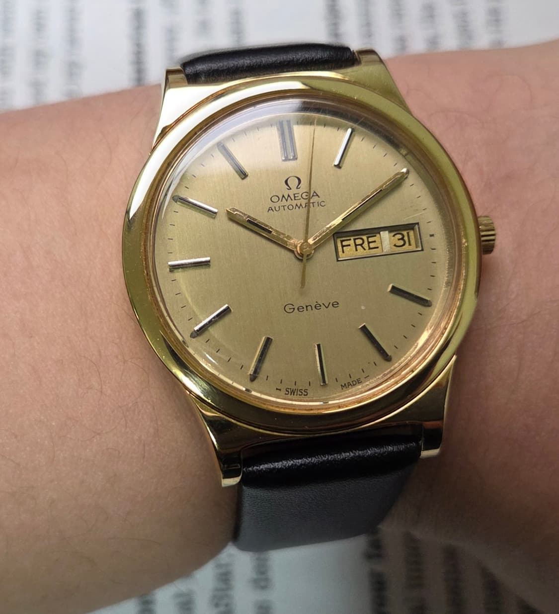 빈티지 오메가 제네브 올금장 오리지널 샴골판 데이데이트 오토매틱 상품이미지8