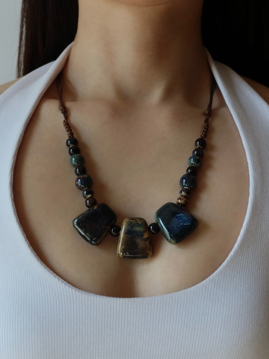 chunky stone beaded necklace 상품이미지1