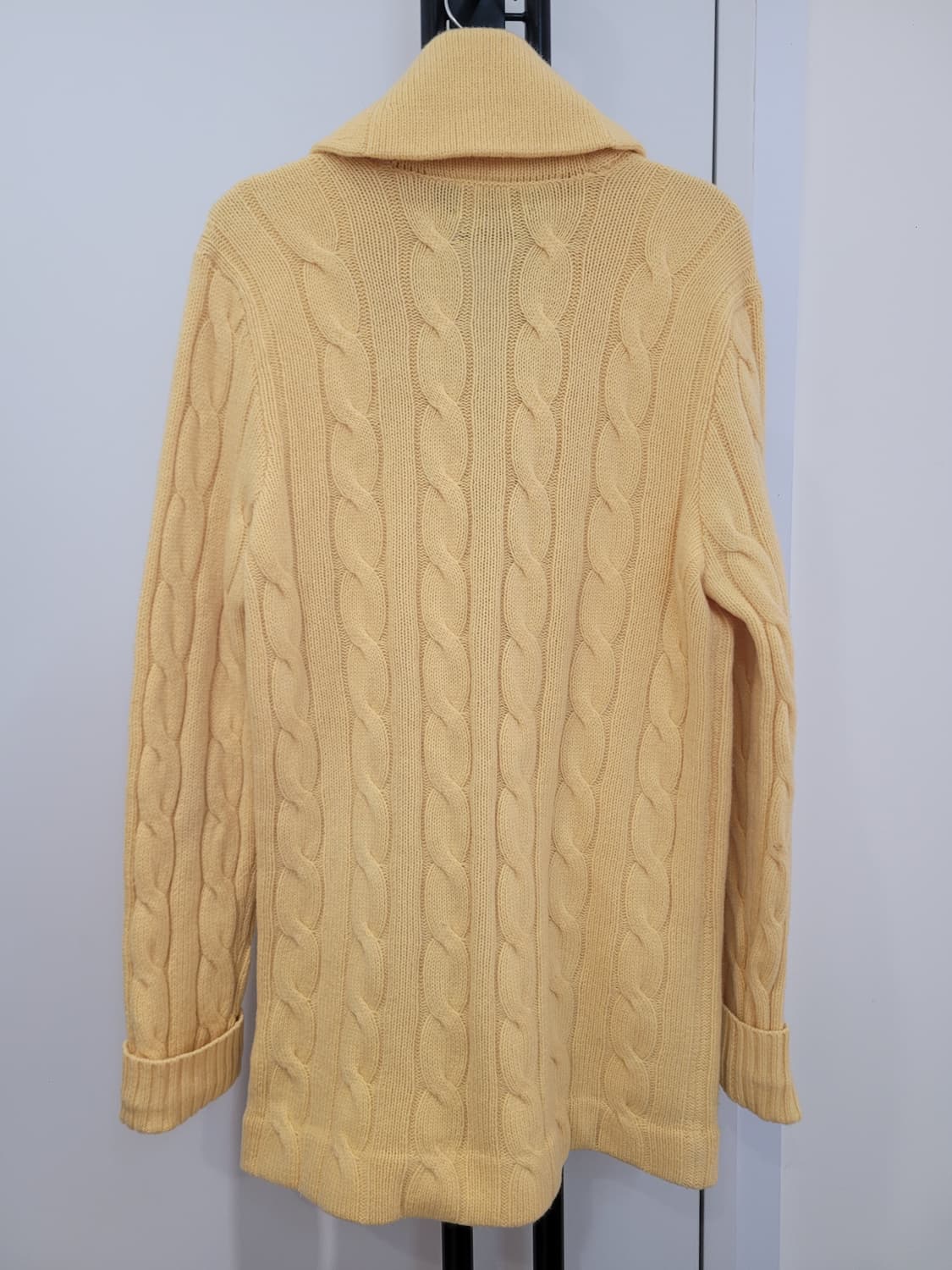 폴로 랄프로렌 램스울100 케이블 니트 숄카라 가디건 옐로우 S사이즈 상품이미지6