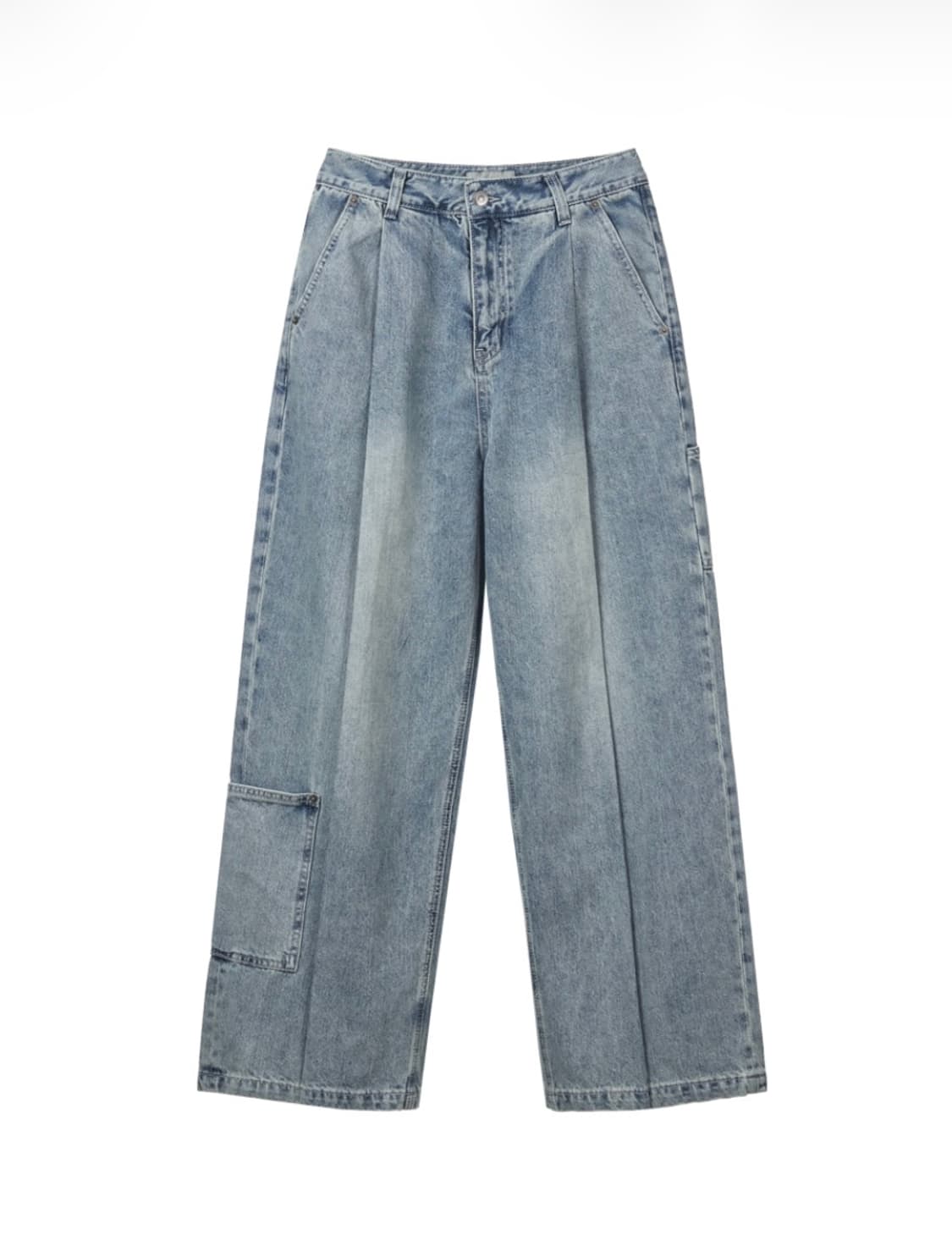 (3) 비긴202 원턱 와이드 카펜터 데님 팬츠 [블리치드 블루] 상품이미지2