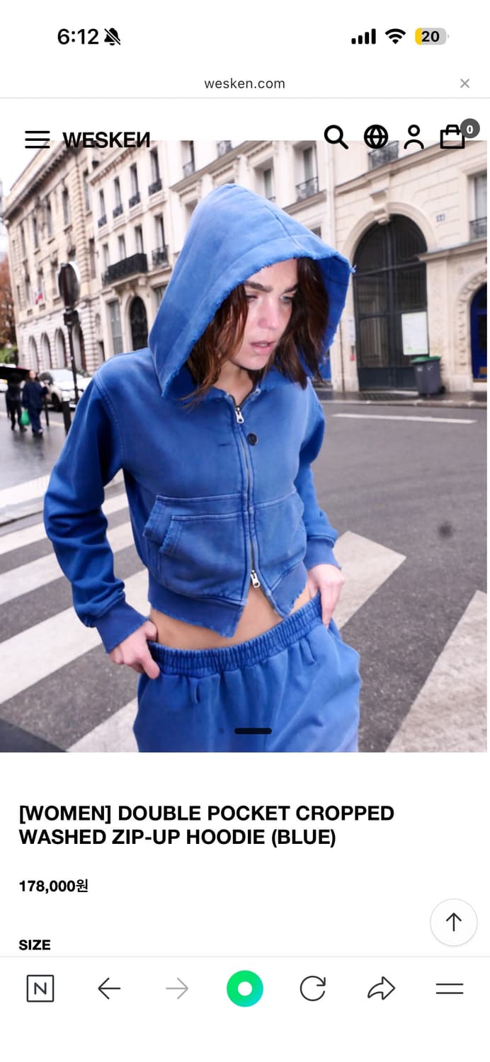 wesken DOUBLE POCKET CROPPED WASHED ZIP- 상품이미지2