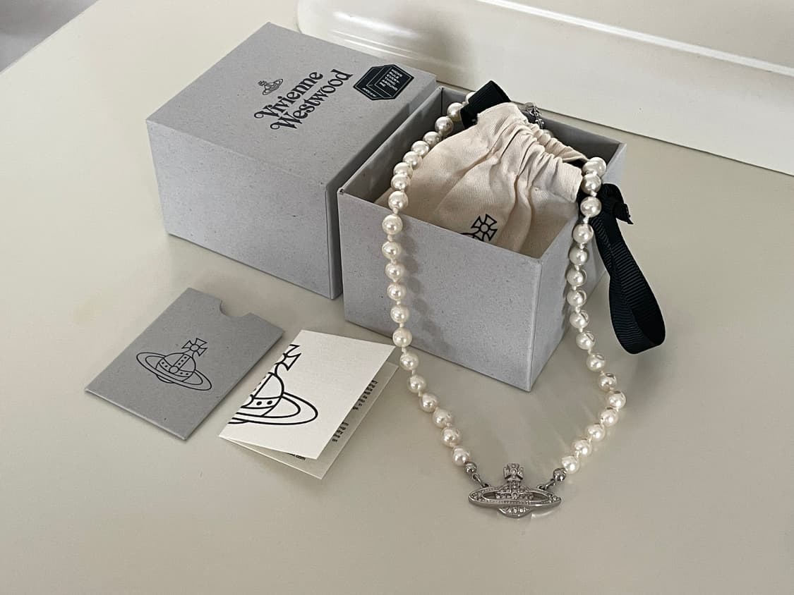 [풀박스] 비비안웨스트우드 미니 펄 바스 릴리프 네클리스 실버 상품이미지2