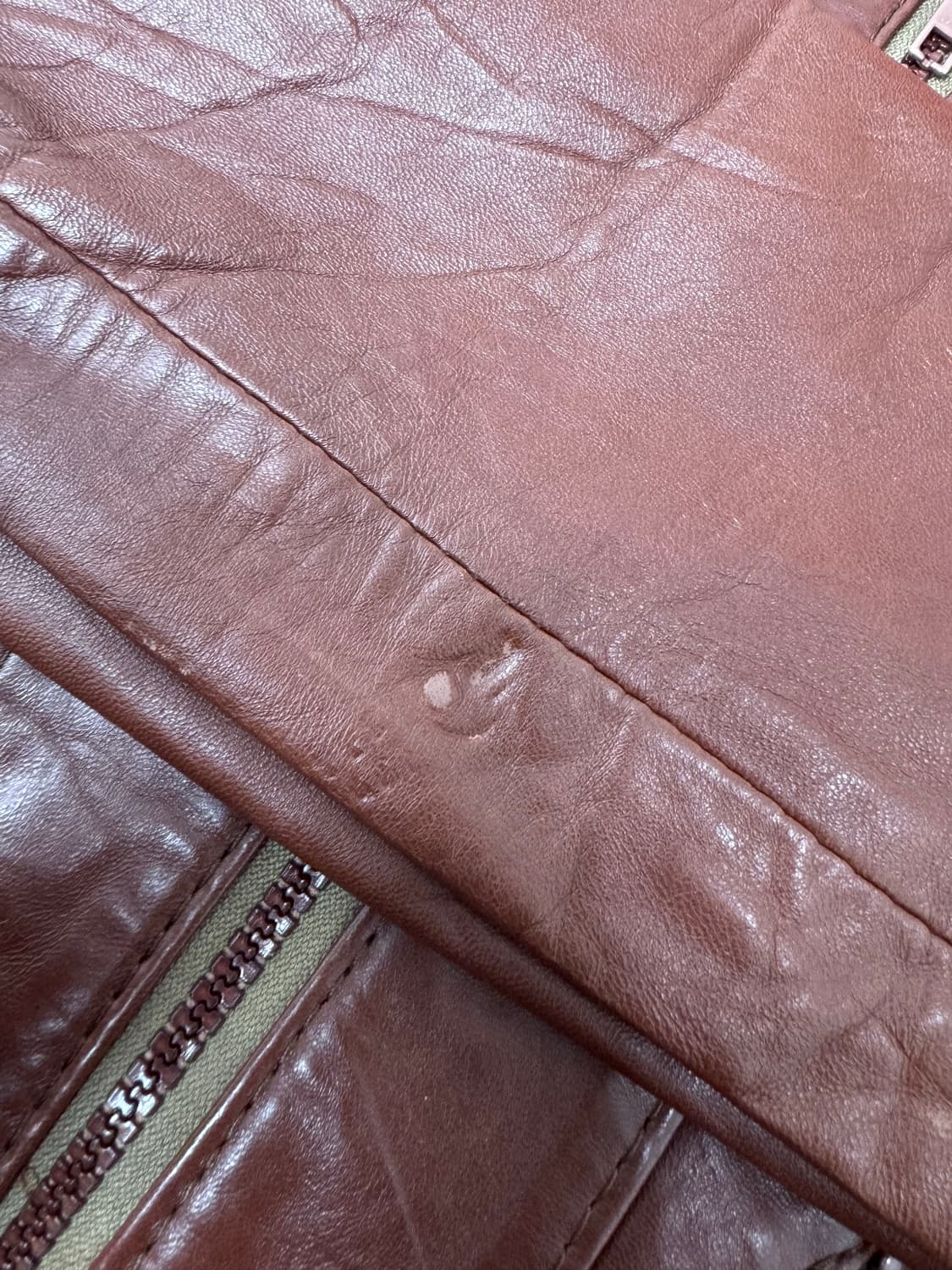 •Hongkong vintage 90s  리얼 레더 자켓 브라운 상품이미지9