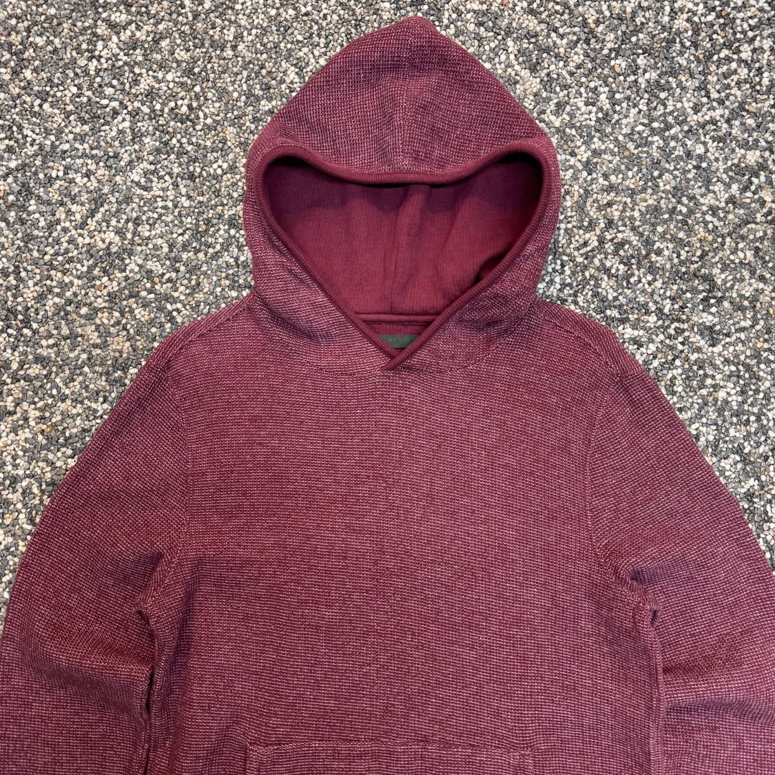 일꼬르소 젠더리스 버건디 와플 후드티 (M)   상품이미지1
