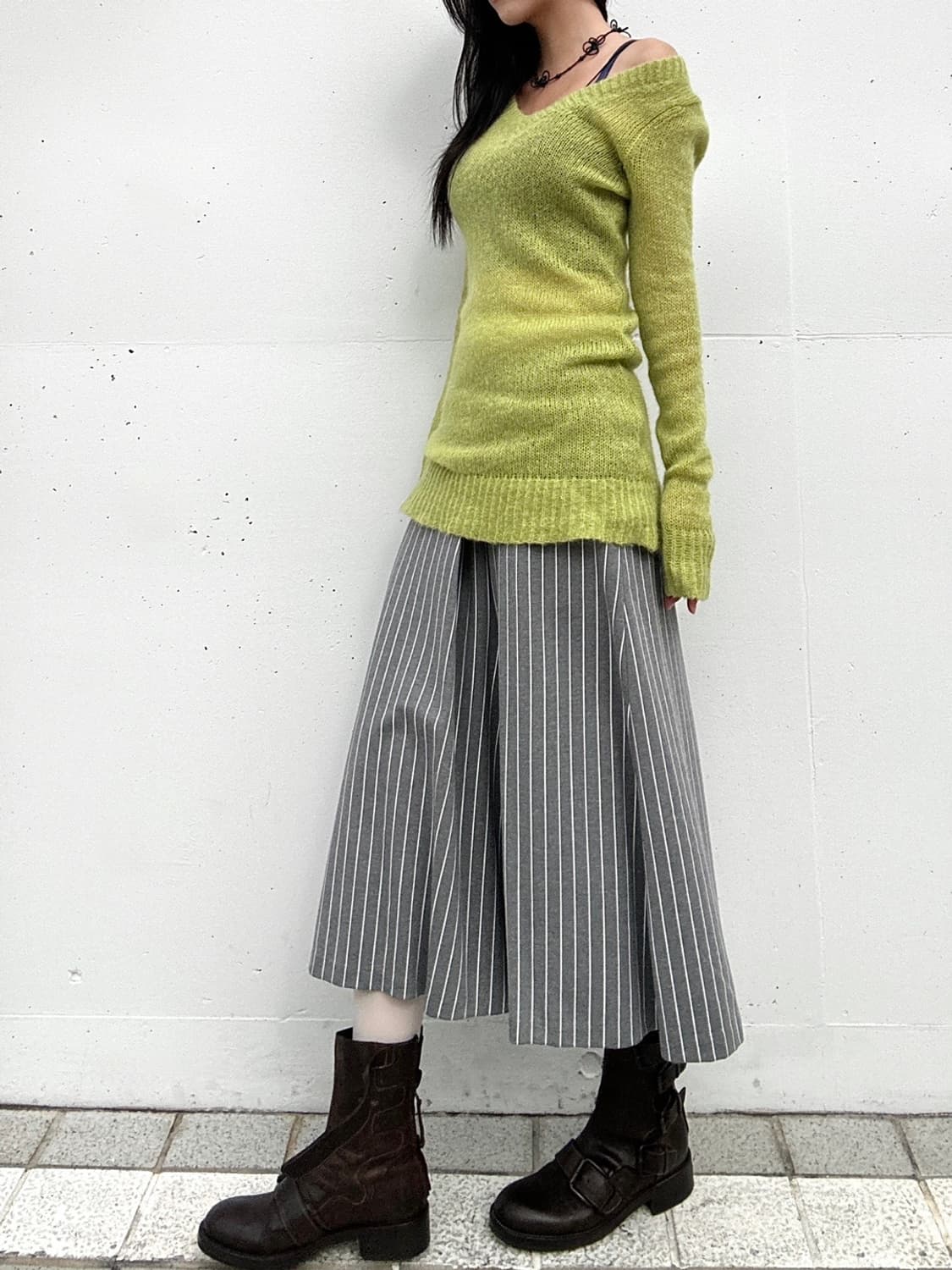 NIKO AND stripe bermuda pants / grey 상품이미지3