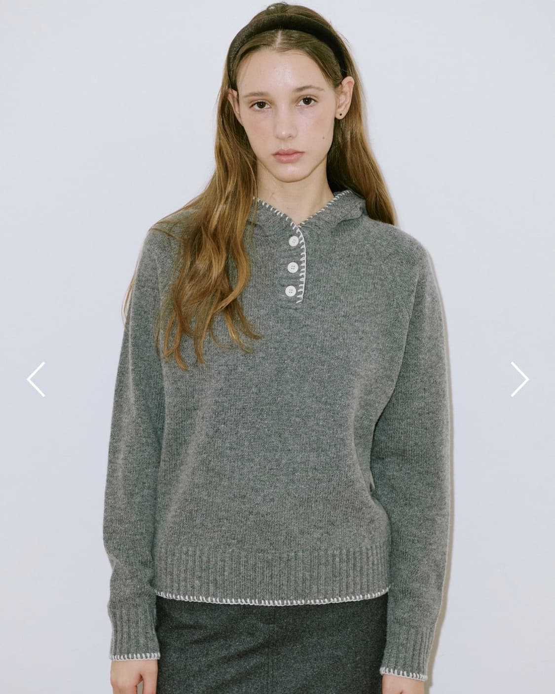 시눈 버튼 후드 니트(그레이) 상품이미지1