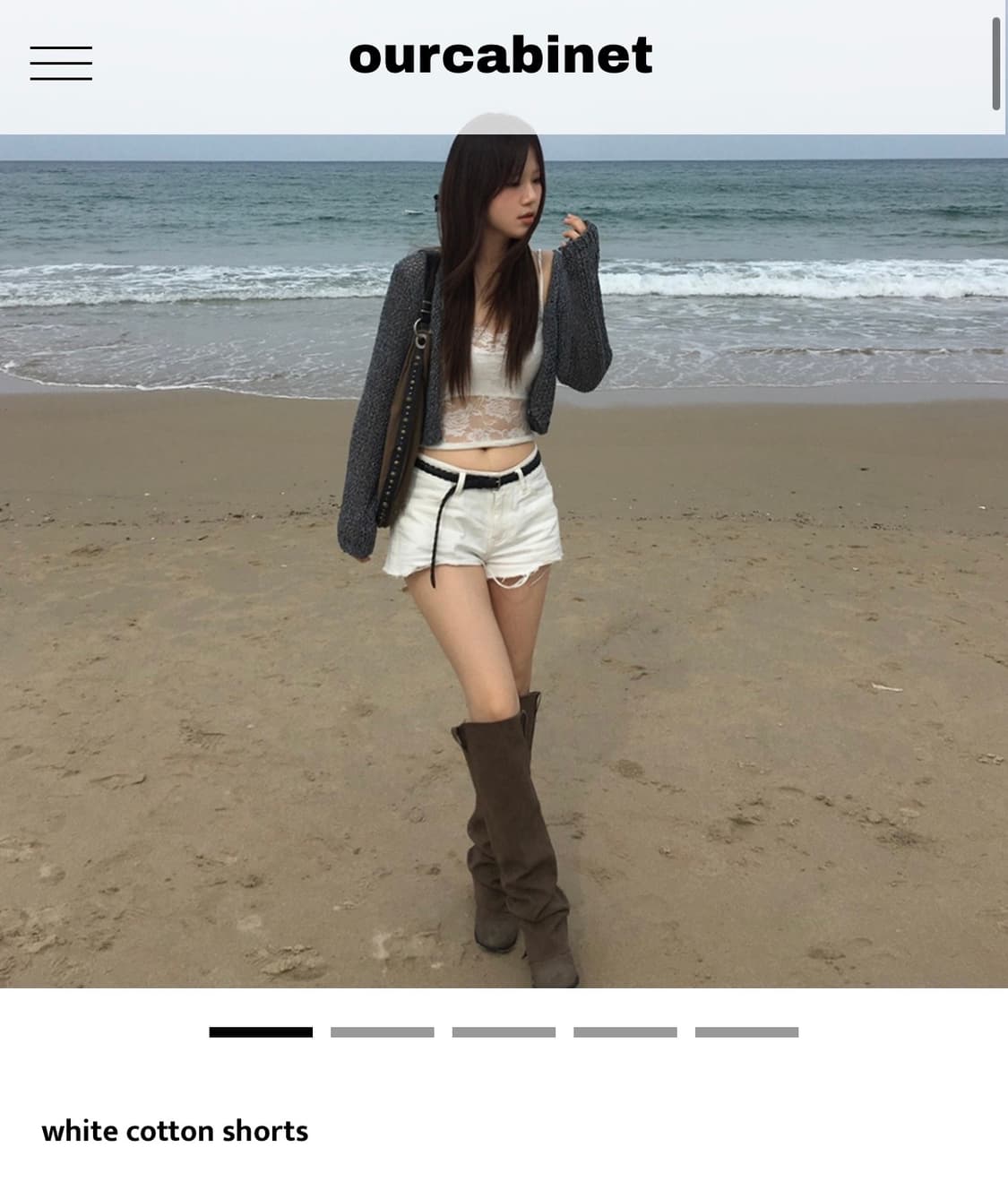 아워캐비넷 헤비브 반바지(white cotton shorts) 상품이미지1