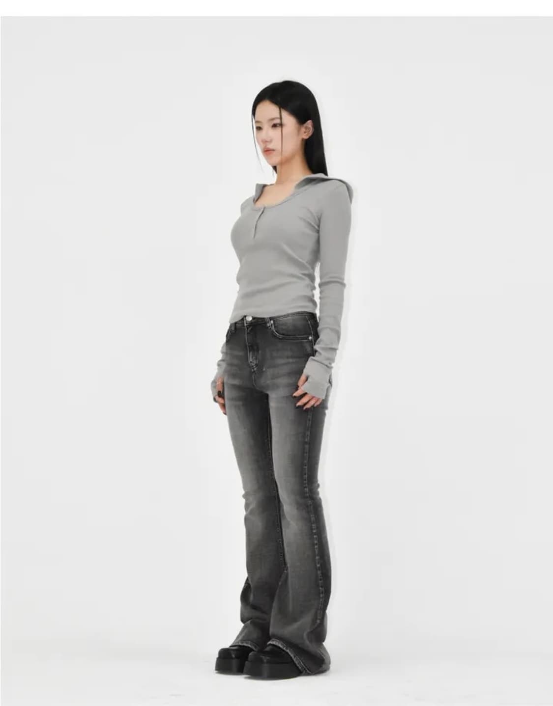 모드니치 ootj 브러쉬 흑청 부츠컷 데님 팬츠 m 상품이미지4