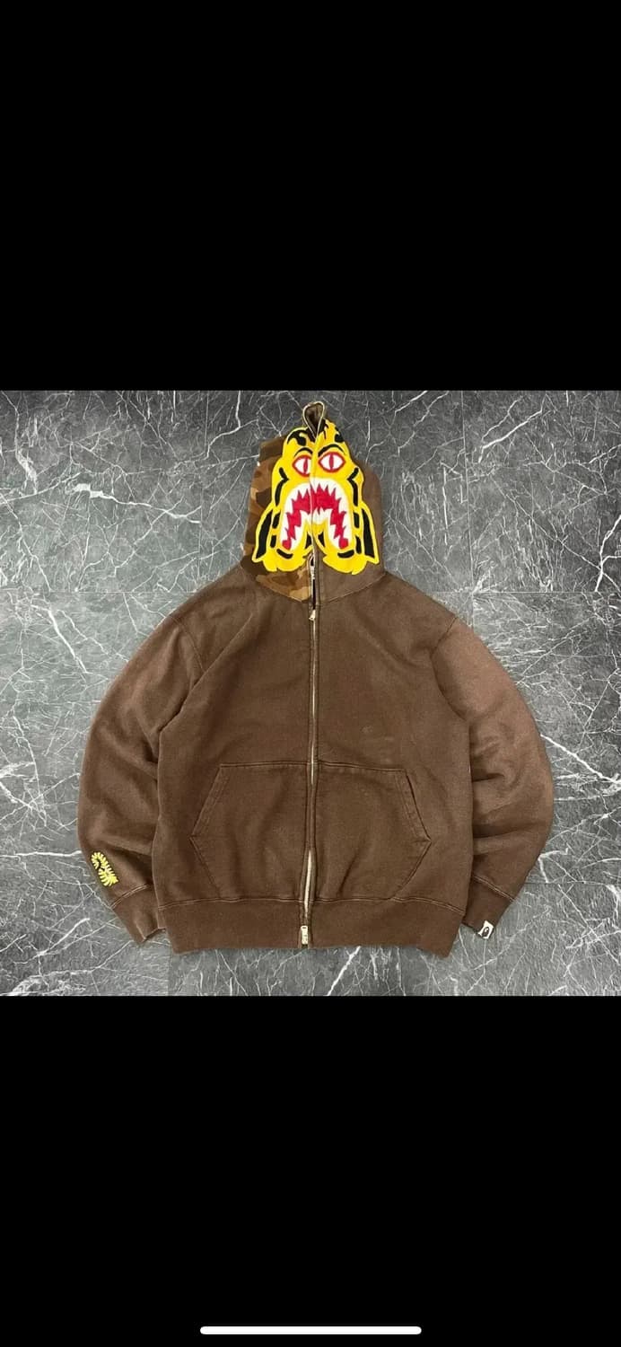 BAPE 베이프 OG 타이거 샤크 풀집업 후드 브라운M 상품이미지1