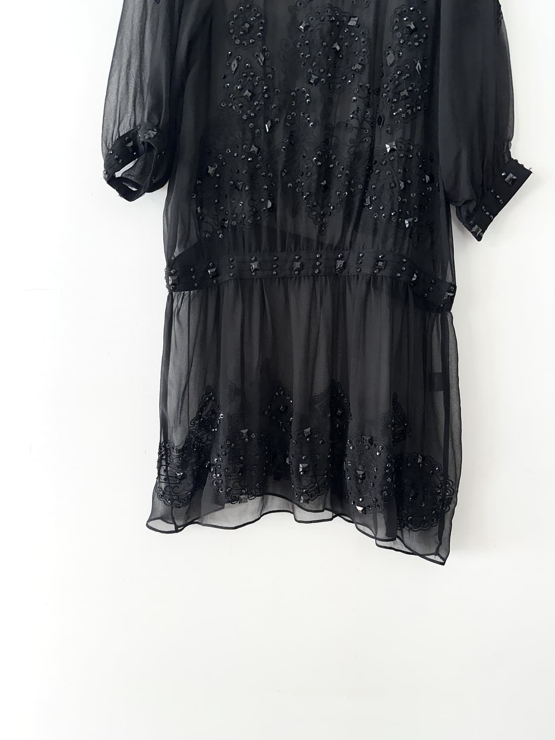 Tunic beads sheer ops / black 상품이미지3