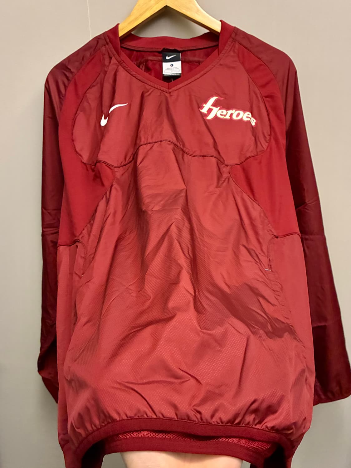 (L)나이키 키움 넥센 히어로즈 바람막이 웜업 자켓 버건디 상품이미지5