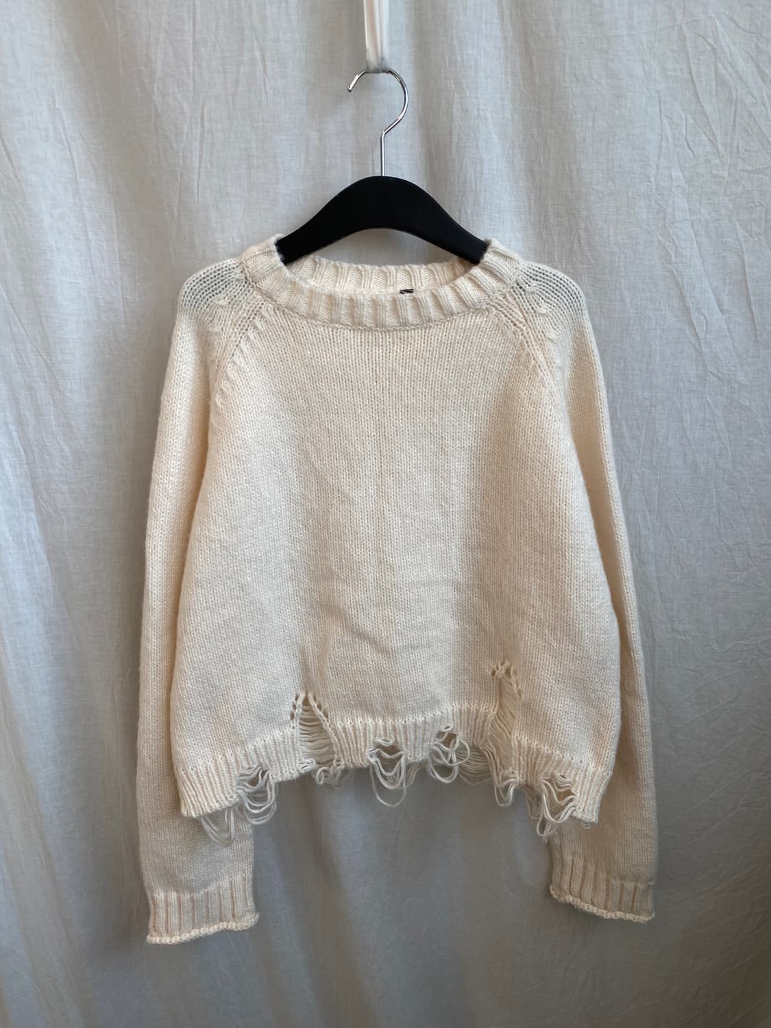 화이트 데미지 니트(L) 상품이미지2