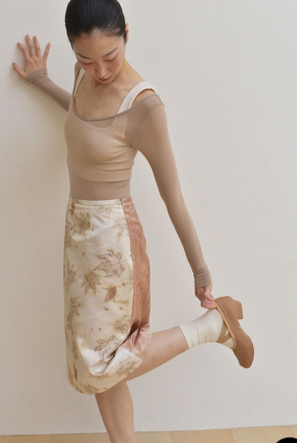 teak 티크 실크 스커트 메이플 상품이미지3
