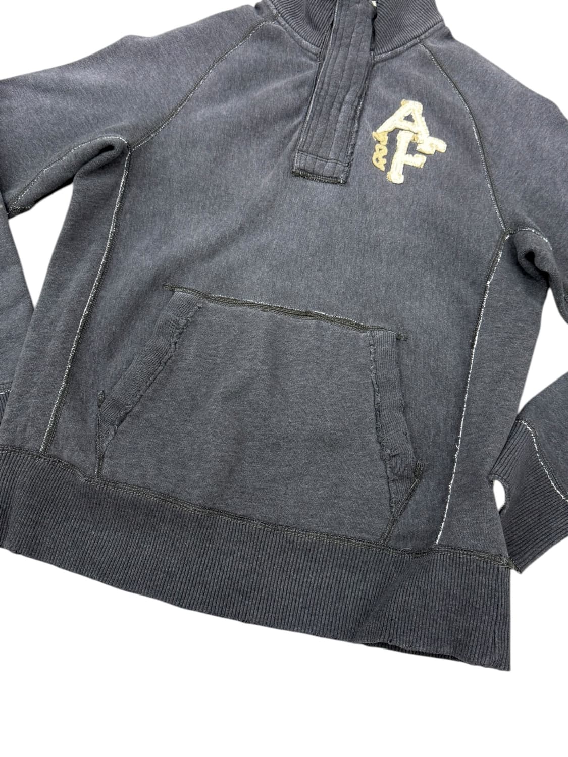 아베크롬비 머슬핏 워시드데님 차콜 블루 반집업 긴팔티 상품이미지7