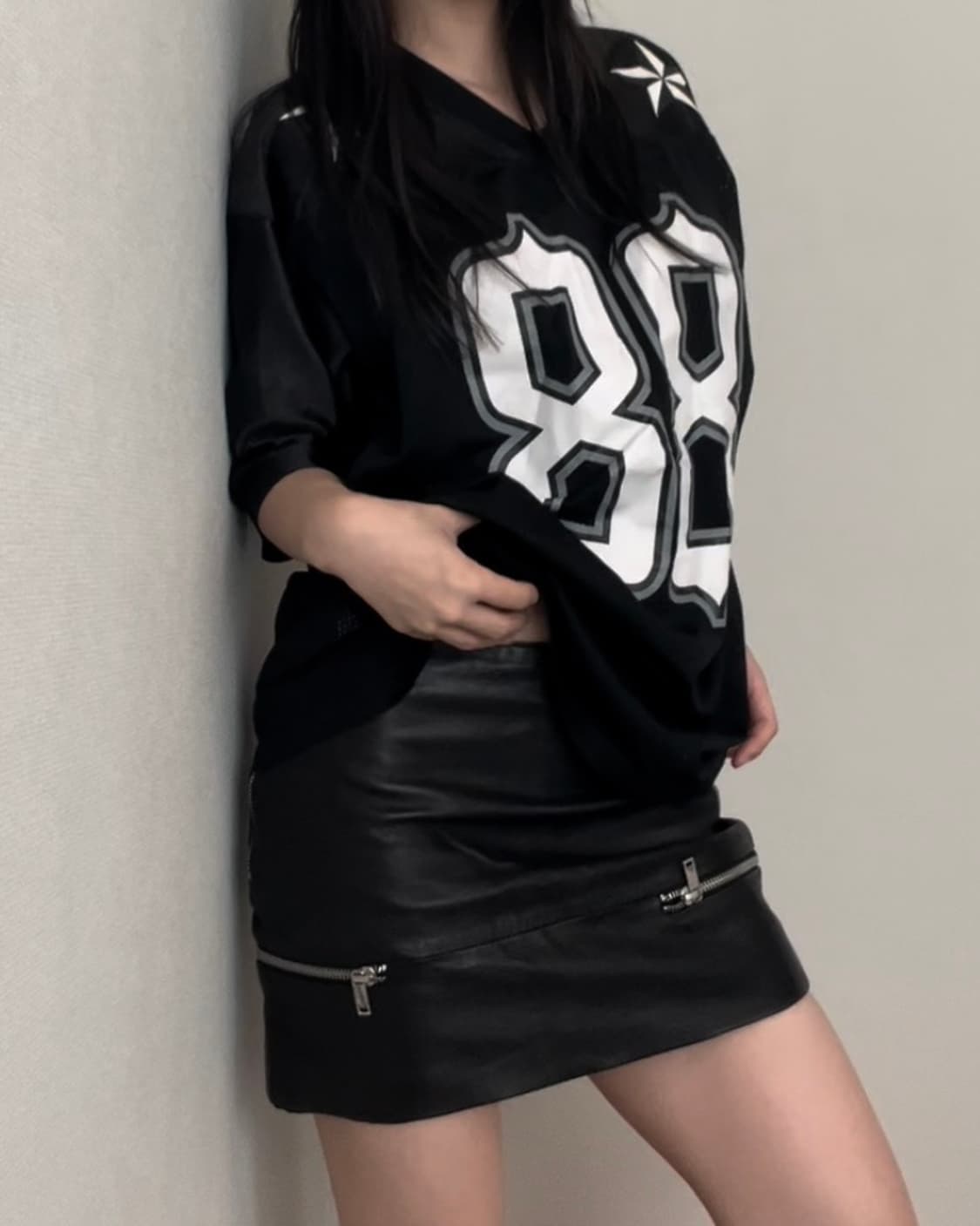 black leather zipper point SK 상품이미지5