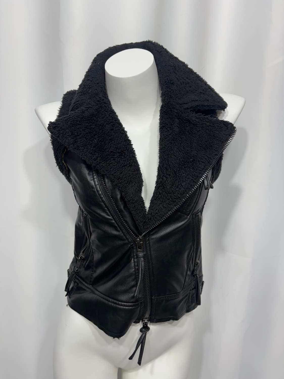 🎸블랙 퍼 레더 베스트🎸 상품이미지5