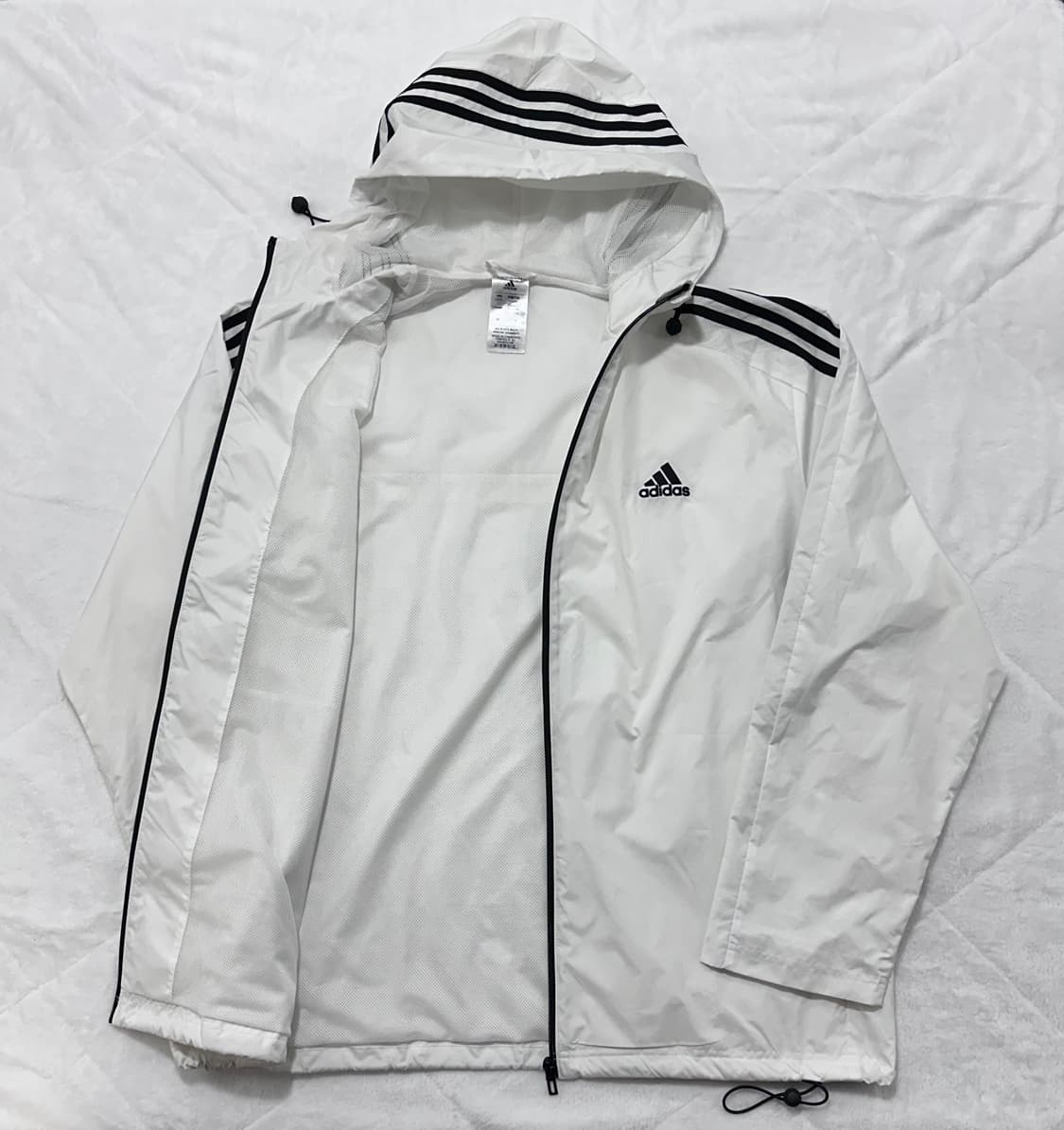 아디다스 삼선 화이트 후드 바람막이 상품이미지3